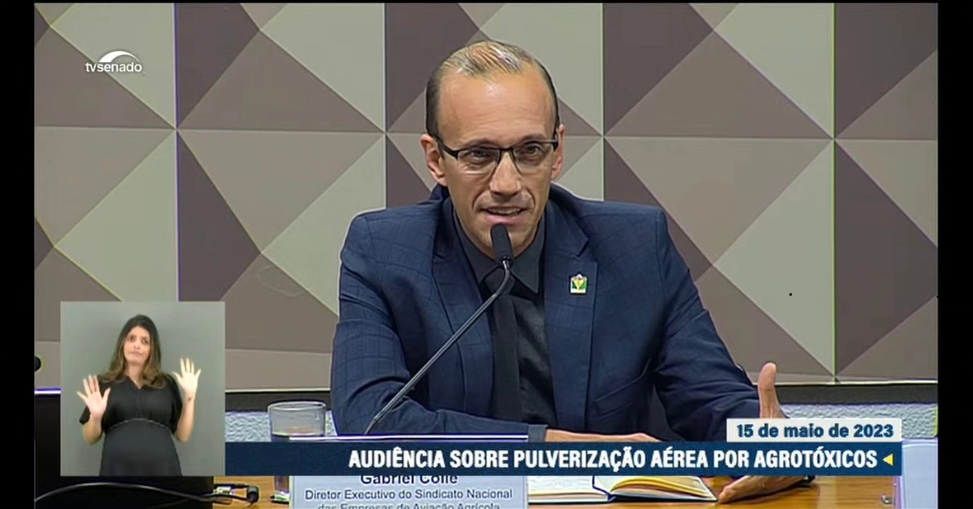 Gabriel Colle em audiência pública no Senado sobre pulverização aérea